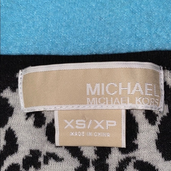 MICHAEL KORS cheetah knit tunic v neck wrap long sleeve waist drawstring size XS - Picture 6 of 10
